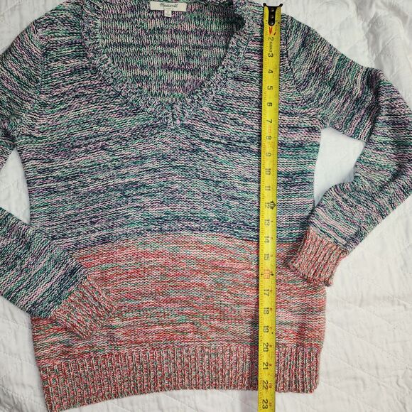 Madewell Sweater Small V-Neck Pullover Multicolor Rainbow Ombre Womens Boho - Picture 8 of 10